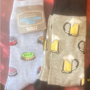 Men's Novelty Crew Socks - Beer Cap and Mug Design